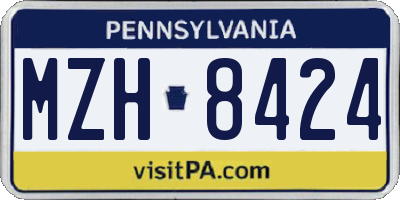 PA license plate MZH8424