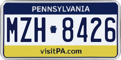PA license plate MZH8426