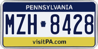 PA license plate MZH8428
