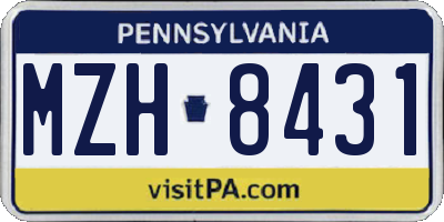 PA license plate MZH8431