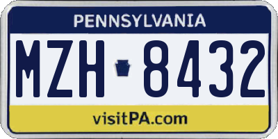 PA license plate MZH8432