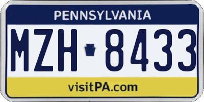 PA license plate MZH8433