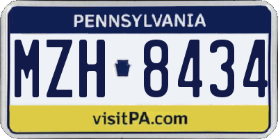 PA license plate MZH8434