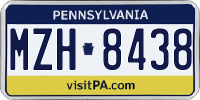 PA license plate MZH8438