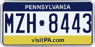 PA license plate MZH8443