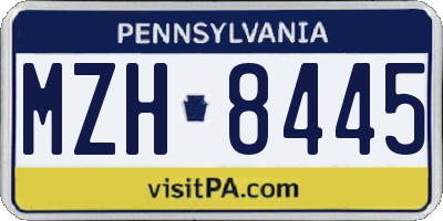 PA license plate MZH8445