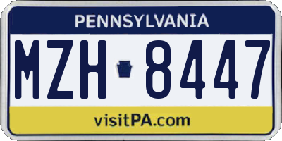 PA license plate MZH8447