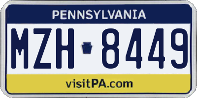 PA license plate MZH8449