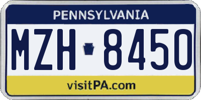 PA license plate MZH8450