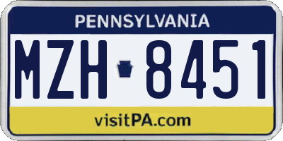PA license plate MZH8451