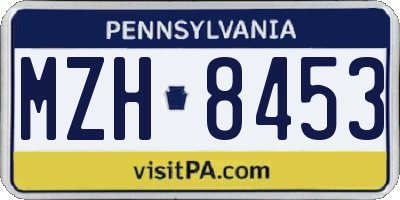 PA license plate MZH8453