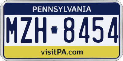 PA license plate MZH8454