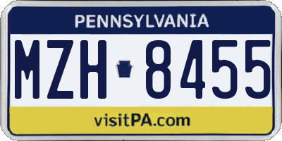 PA license plate MZH8455