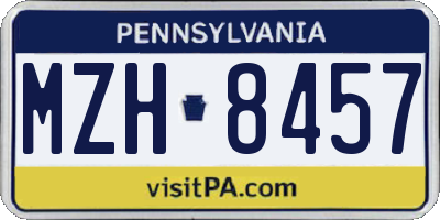 PA license plate MZH8457
