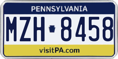 PA license plate MZH8458