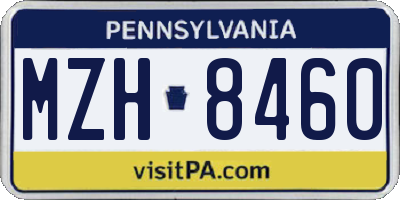 PA license plate MZH8460