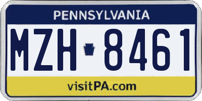 PA license plate MZH8461