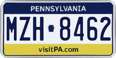 PA license plate MZH8462