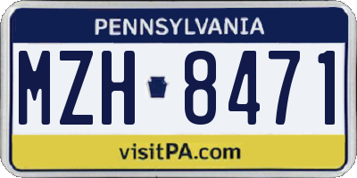 PA license plate MZH8471