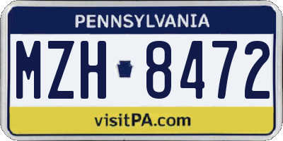 PA license plate MZH8472