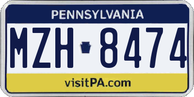 PA license plate MZH8474