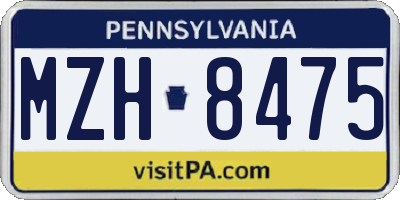 PA license plate MZH8475