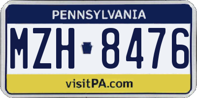 PA license plate MZH8476