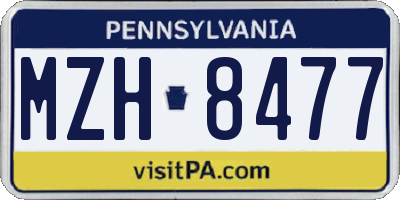 PA license plate MZH8477