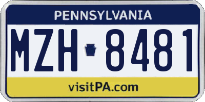 PA license plate MZH8481