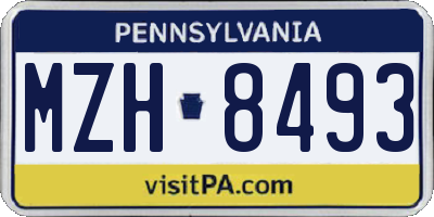 PA license plate MZH8493