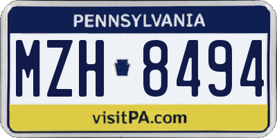 PA license plate MZH8494