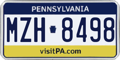 PA license plate MZH8498