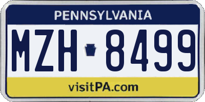 PA license plate MZH8499