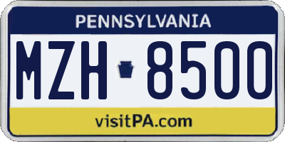 PA license plate MZH8500