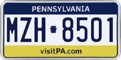 PA license plate MZH8501