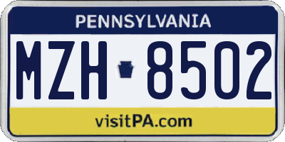 PA license plate MZH8502