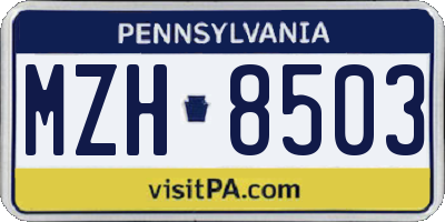 PA license plate MZH8503