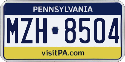 PA license plate MZH8504