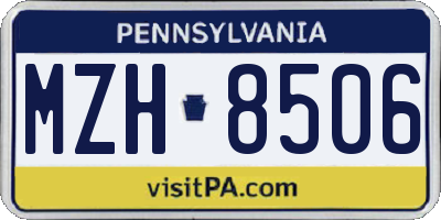 PA license plate MZH8506