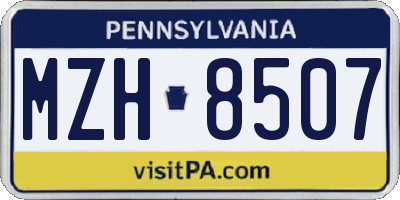PA license plate MZH8507
