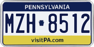 PA license plate MZH8512
