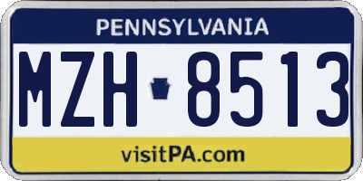 PA license plate MZH8513