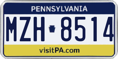 PA license plate MZH8514