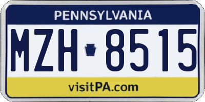 PA license plate MZH8515