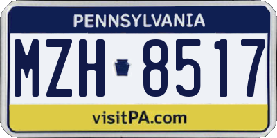 PA license plate MZH8517