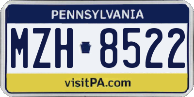 PA license plate MZH8522