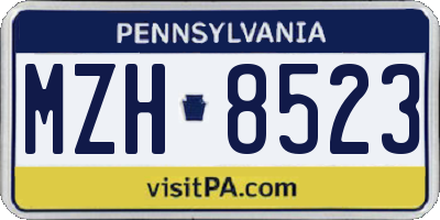 PA license plate MZH8523