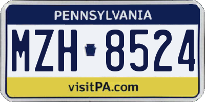PA license plate MZH8524