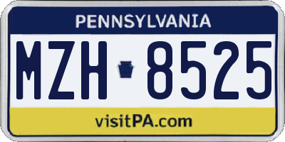 PA license plate MZH8525