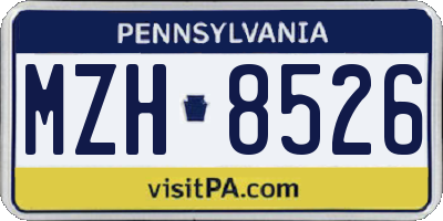 PA license plate MZH8526